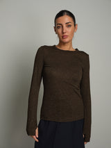 Maglia manica lunga lamé - moro