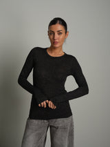 Maglia manica lunga lamé - Nero