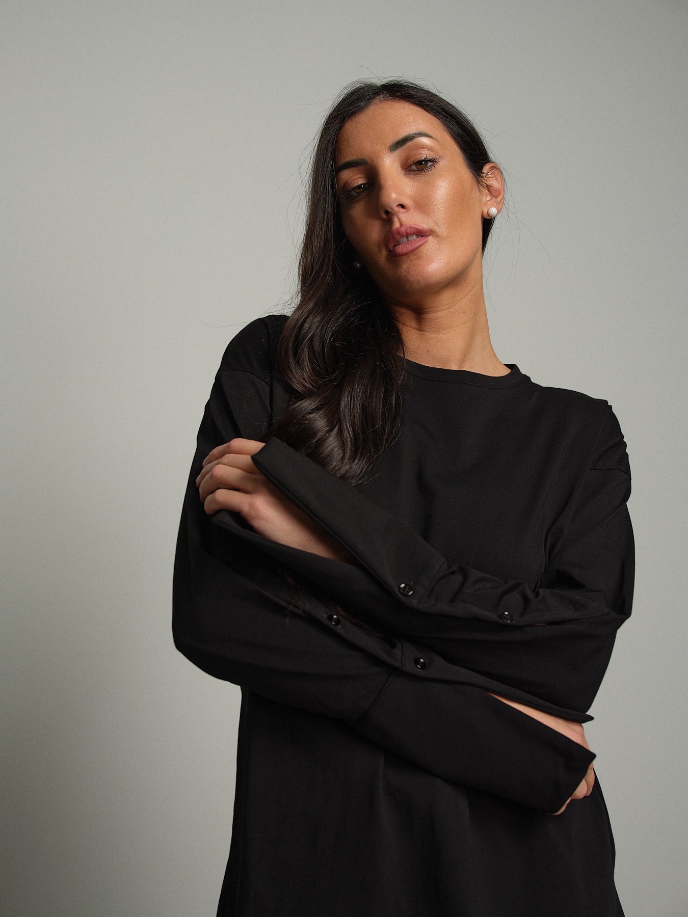 Maglia dettaglio manica Nero Vicolo UAC0201;Maglia dettaglio manica Nero Vicolo UAC0201 — foto 2;Maglia dettaglio manica Nero Vicolo UAC0201 — foto 3