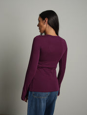 Maglia lana modal manicotti Bordeaux Vicolo UAC0208;Maglia lana modal manicotti Bordeaux Vicolo UAC0208 — foto 2;Maglia lana modal manicotti Bordeaux Vicolo UAC0208 — foto 3