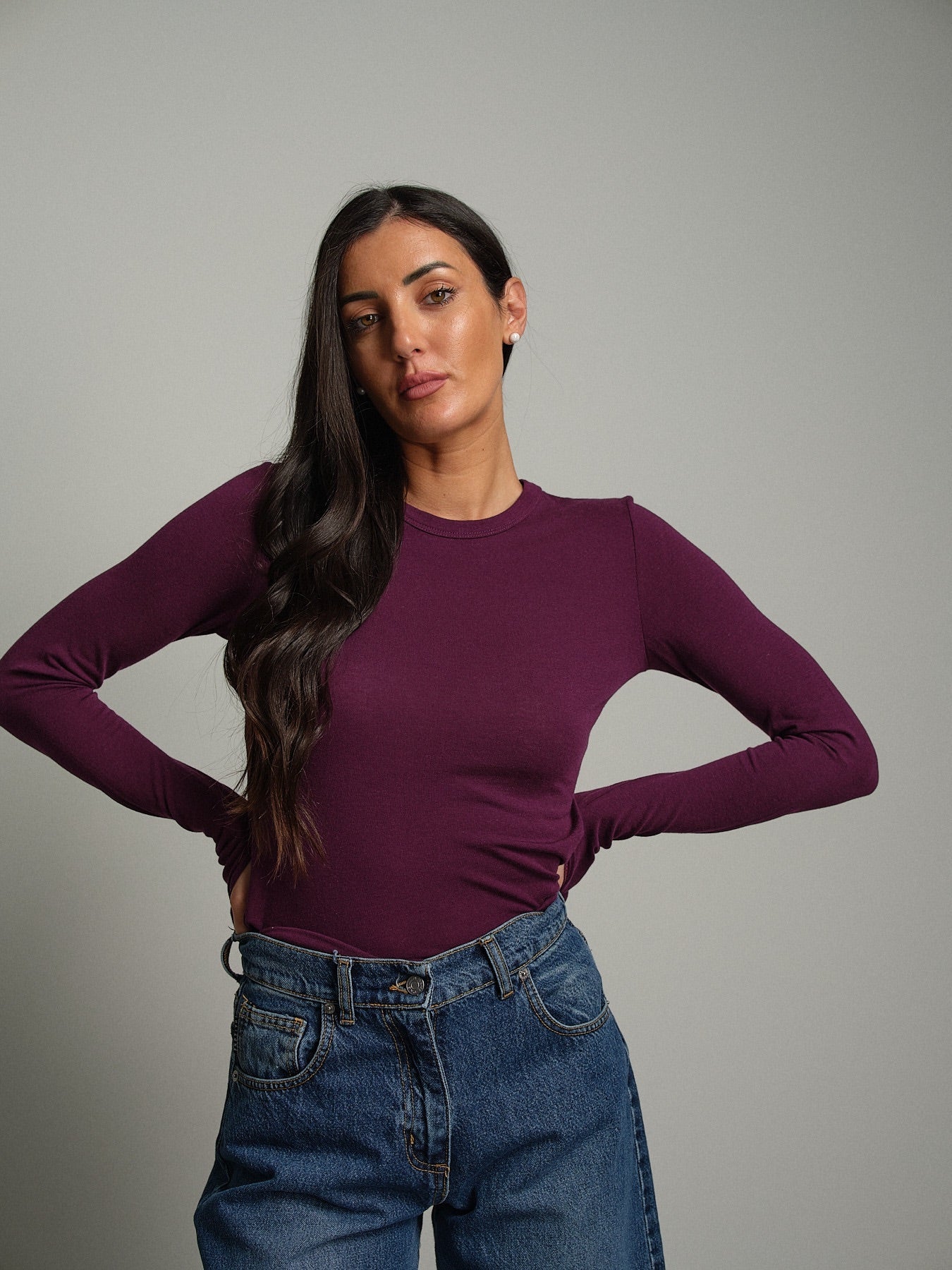 Maglia lana modal manicotti Bordeaux Vicolo UAC0208;Maglia lana modal manicotti Bordeaux Vicolo UAC0208 — foto 2;Maglia lana modal manicotti Bordeaux Vicolo UAC0208 — foto 3