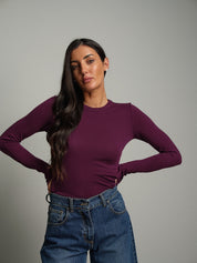 Maglia lana modal manicotti Bordeaux Vicolo UAC0208;Maglia lana modal manicotti Bordeaux Vicolo UAC0208 — foto 2;Maglia lana modal manicotti Bordeaux Vicolo UAC0208 — foto 3