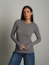 Maglia lana modal manicotti - Grigio