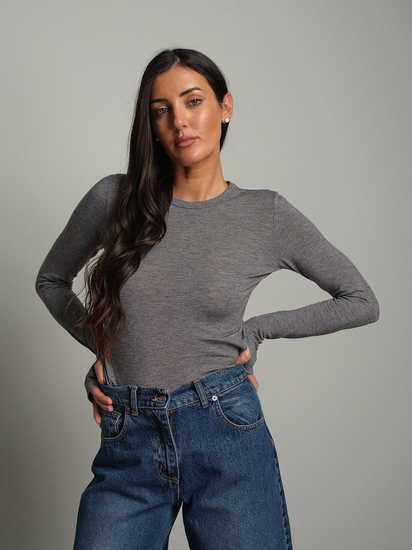 Maglia lana modal manicotti Grigio Vicolo UAC0208;Maglia lana modal manicotti Grigio Vicolo UAC0208 — foto 2;Maglia lana modal manicotti Grigio Vicolo UAC0208 — foto 3