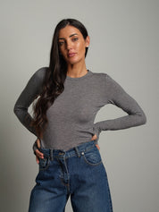 Maglia lana modal manicotti Grigio Vicolo UAC0208;Maglia lana modal manicotti Grigio Vicolo UAC0208 — foto 2;Maglia lana modal manicotti Grigio Vicolo UAC0208 — foto 3