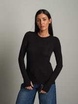 Maglia lana modal manicotti - Nero