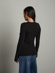 Maglia lana modal manicotti Nero Vicolo UAC0208;Maglia lana modal manicotti Nero Vicolo UAC0208 — foto 2;Maglia lana modal manicotti Nero Vicolo UAC0208 — foto 3