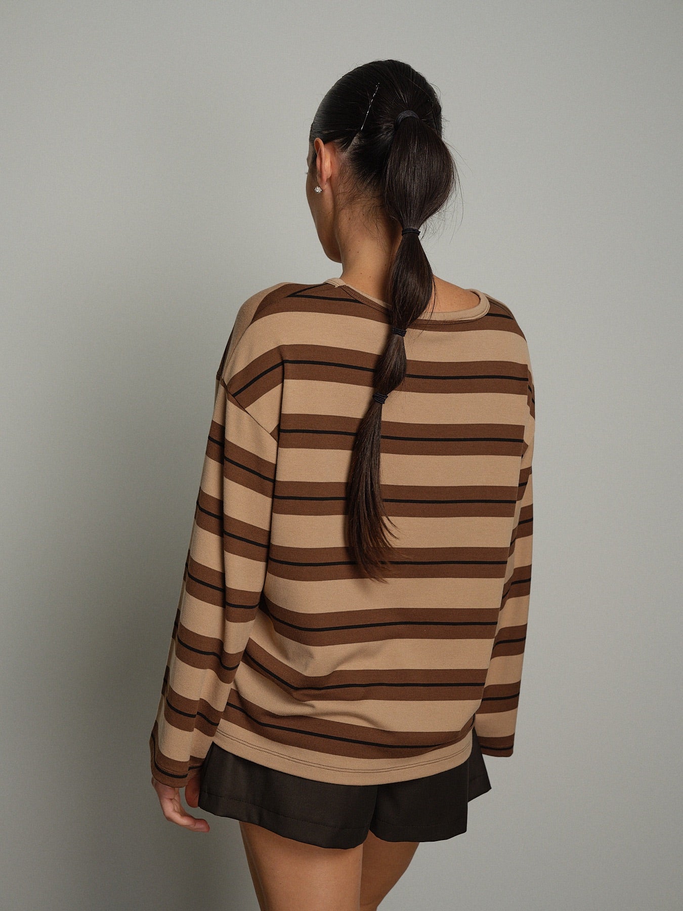 Maglia riga larga Sabbia Vicolo UAC0226;Maglia riga larga Sabbia Vicolo UAC0226 — foto 2;Maglia riga larga Sabbia Vicolo UAC0226 — foto 3