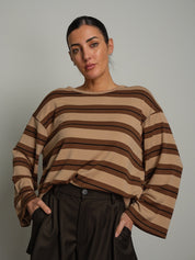 Maglia riga larga Sabbia Vicolo UAC0226;Maglia riga larga Sabbia Vicolo UAC0226 — foto 2;Maglia riga larga Sabbia Vicolo UAC0226 — foto 3
