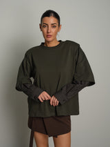 T-shirt manica camicia over - Verde militare